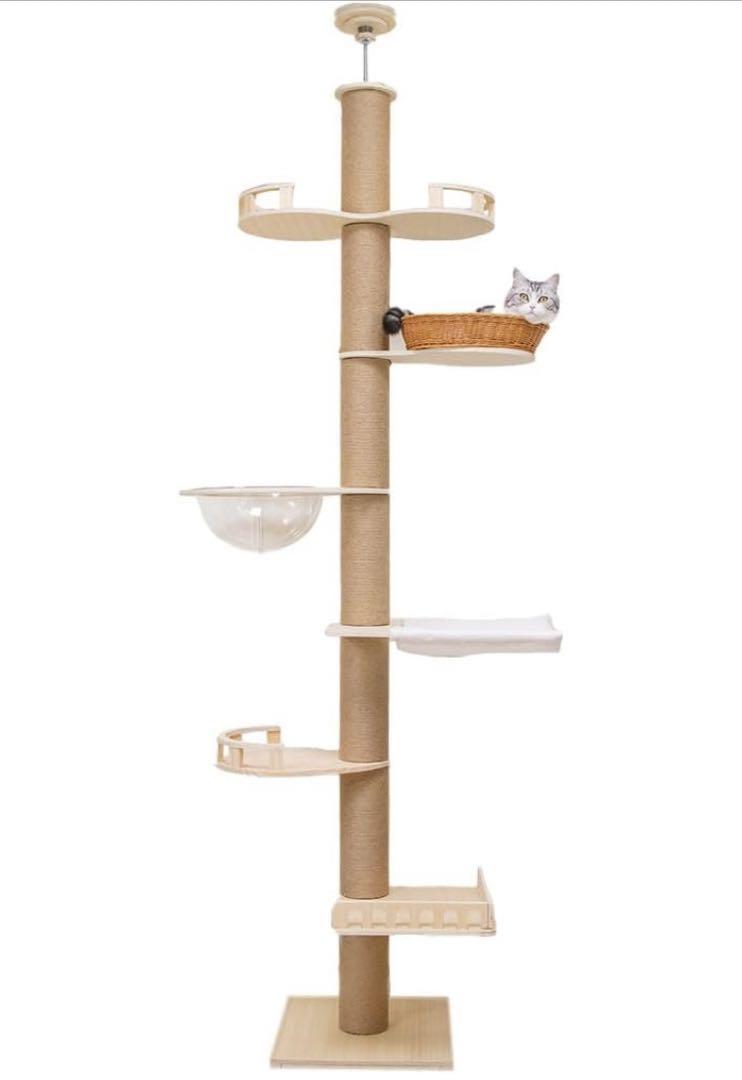 PETTIFUL キャットタワー 木製 高さ170天然麻紐巻き Amazon | 【PETTIFUL】 2024新モデル キャットタワー 木製 大型
