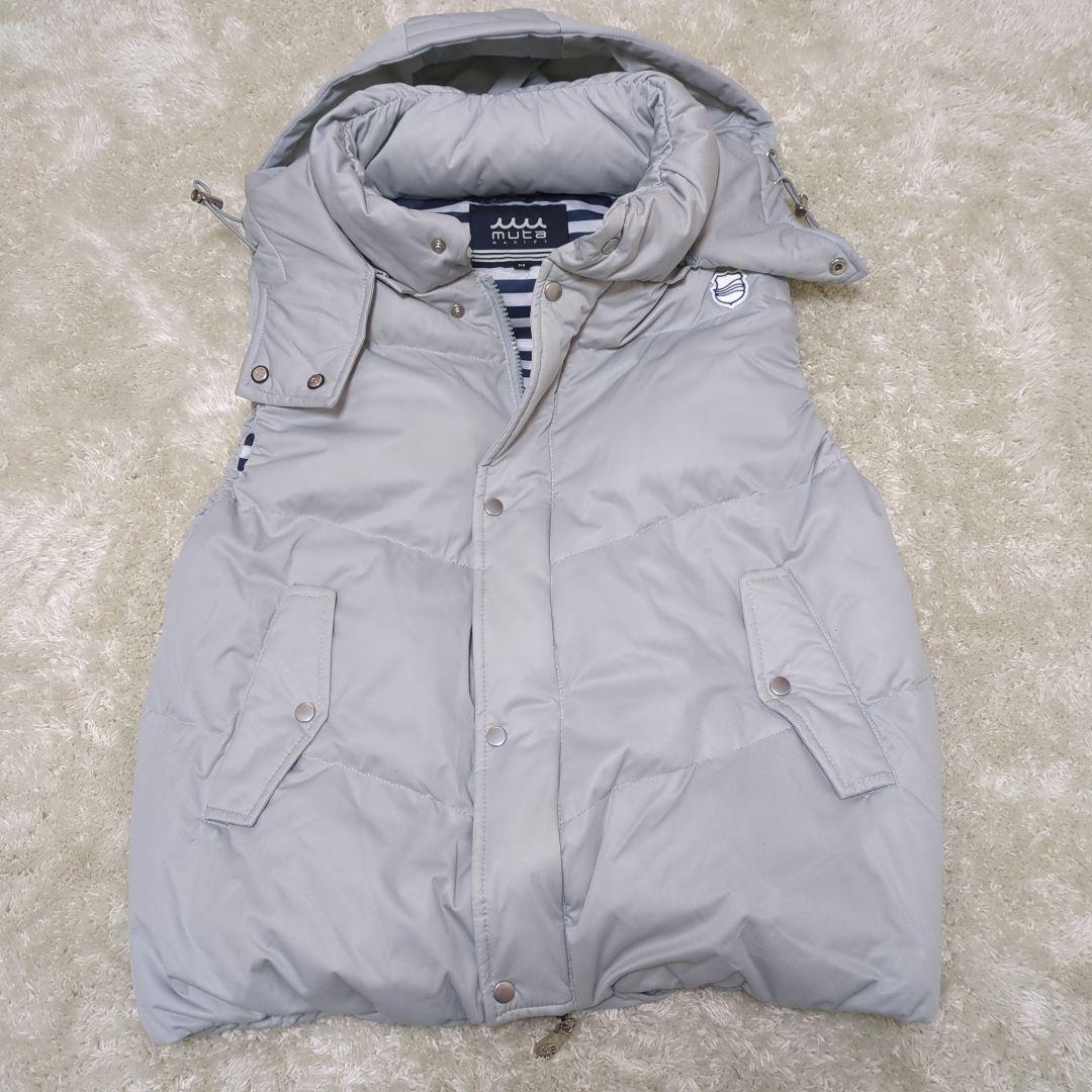 極美品】muta MARINE ダウンベスト M グレー ゴルフ ボーダー