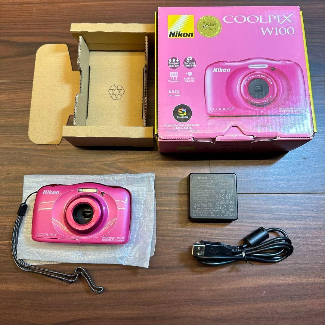 ニコン デジカメ COOLPIX W100 PK ピンク クールピクス 1317万
