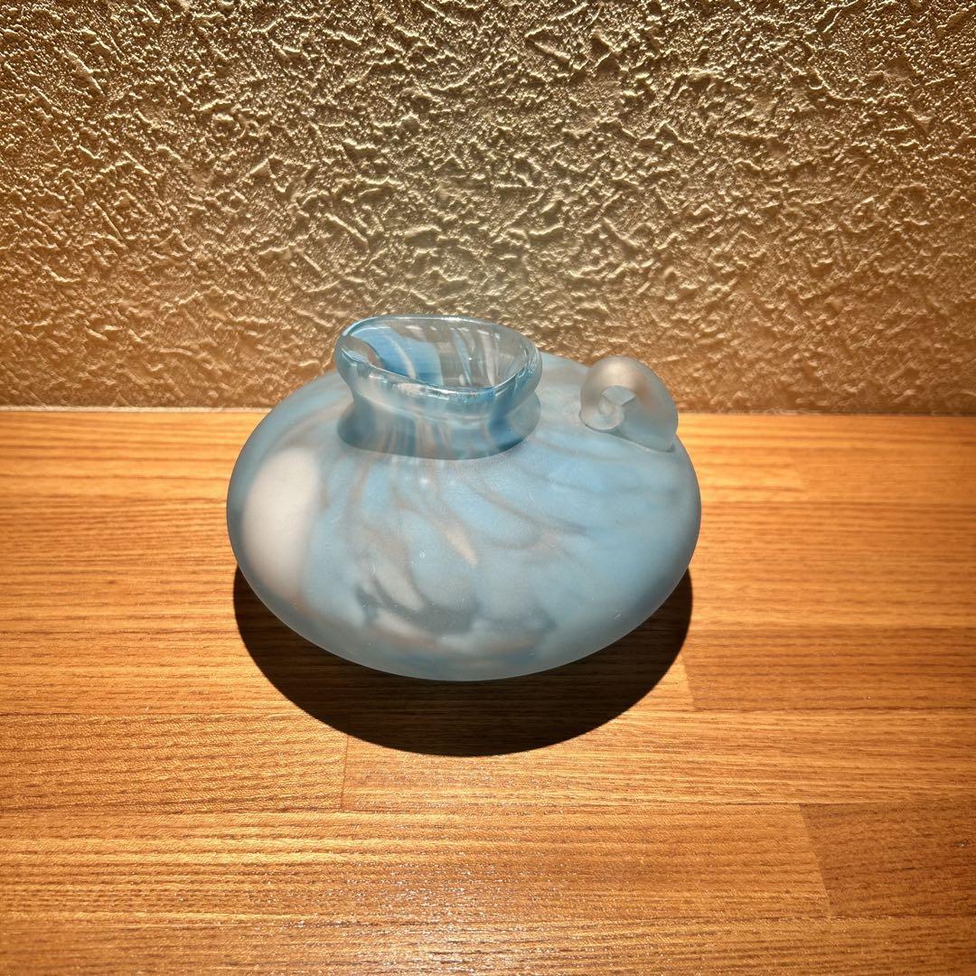 ガラス作家 藤田喬平 手吹 花瓶 （人気ガラス工芸作家 手吹硝子