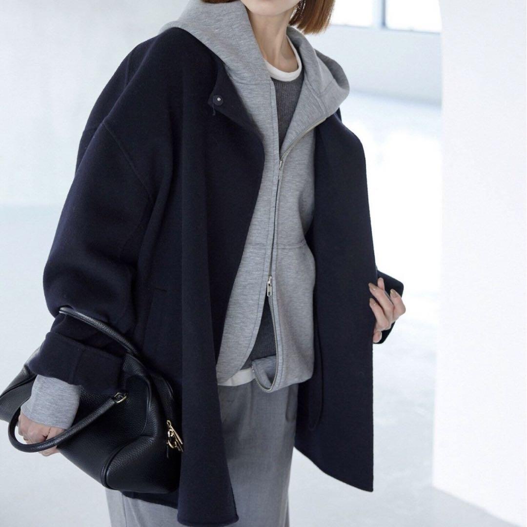 SLOBE IENA HAMILTONダブルフェイスショートコート　ネイビー SLOBE IENA 23AW HAMILTON ダブルフェイスショートコート