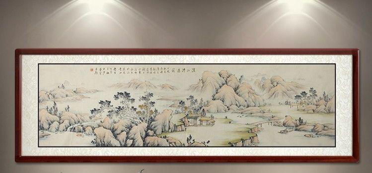 水墨画 伝統的な木製フレーム付き 長方形 （鄭板橋竹中国画