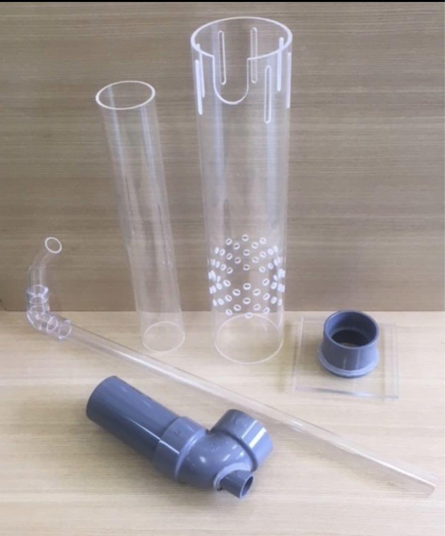 アクリル水槽オーバーフロー加工用 台座＋アクリル透明三重管
