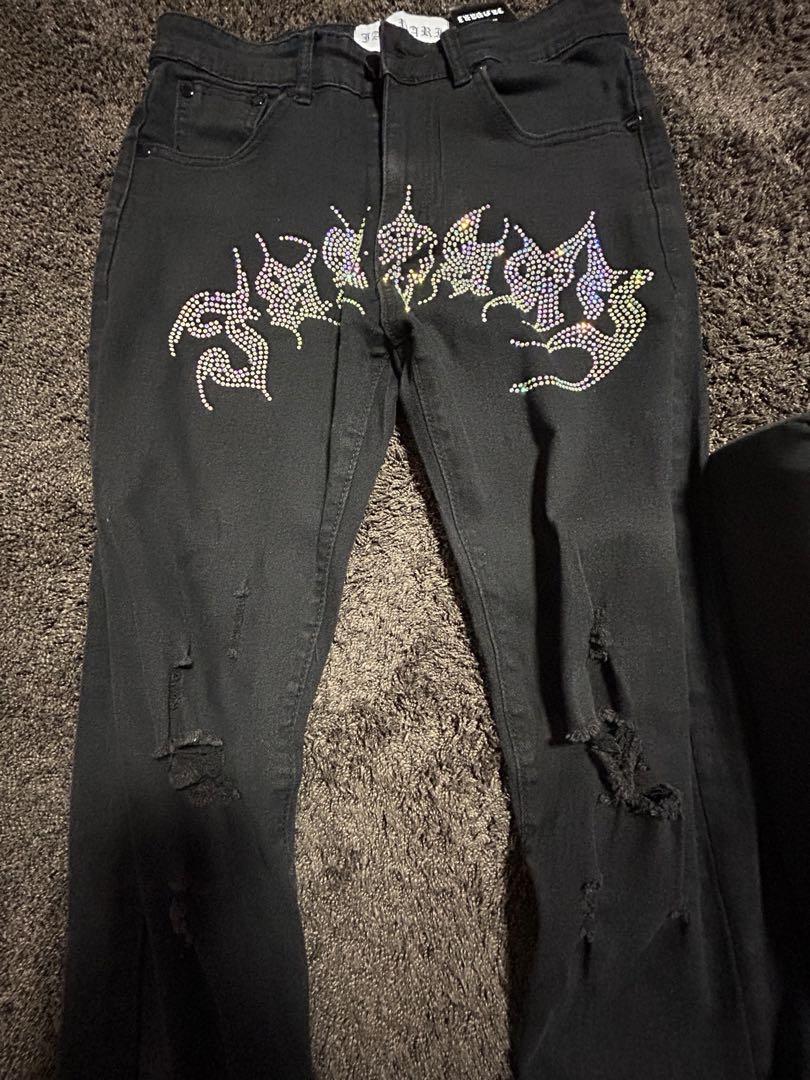 美品　ジャンパリ janpari ラインストーンスキニーパンツ デニムパンツ ラインストーンスキニーパンツ | 𝖏𝖆𝖓𝖕𝖆𝖗𝖎