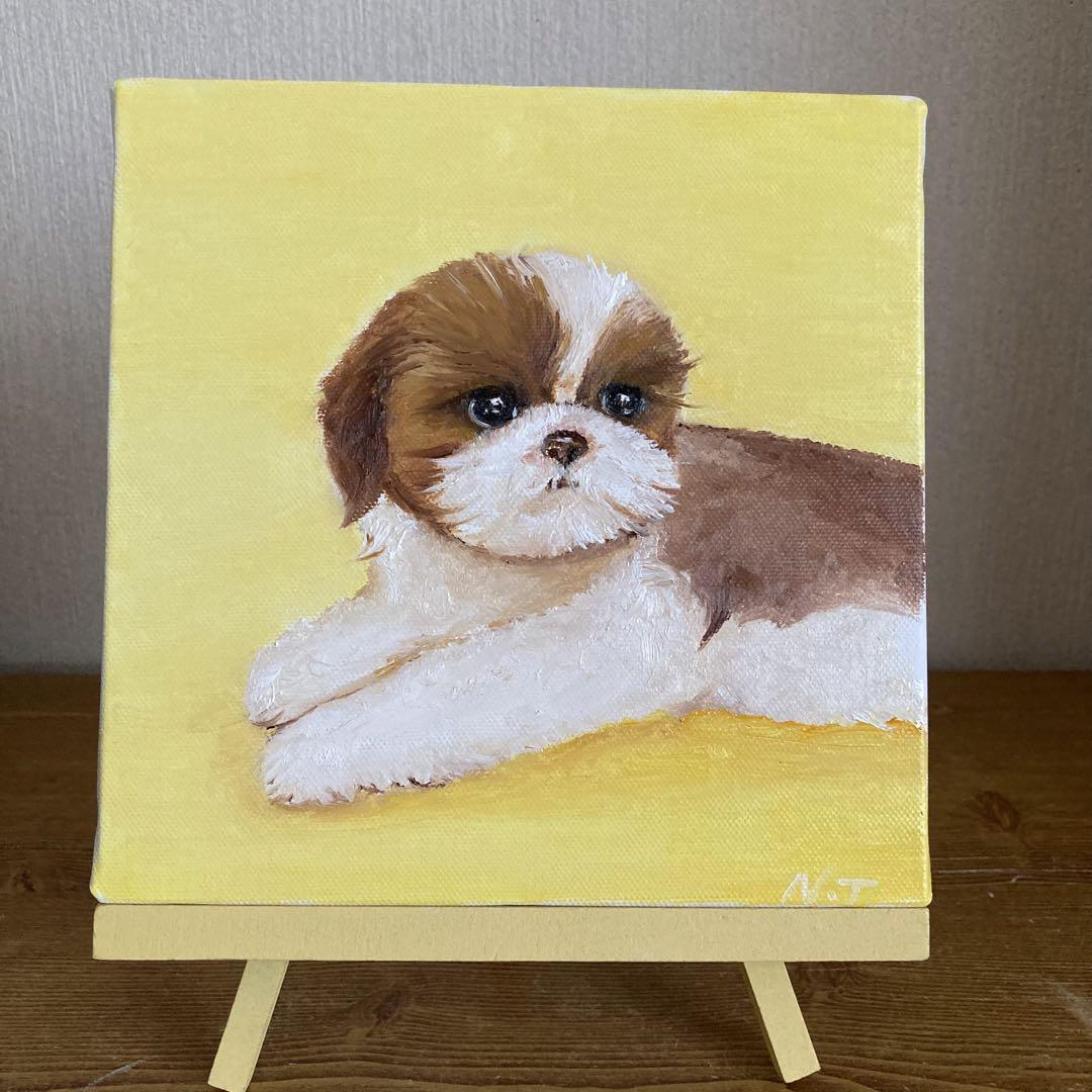 油彩画 シーズー犬♡仔犬♡何見てるの(*^^*) （②シーズー犬