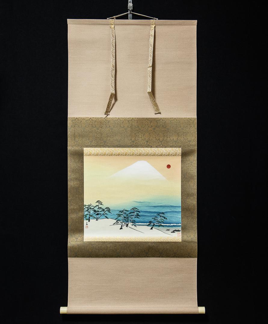 掛軸-1223　横山大観　日乃出富士　彫師：遠藤光尚　摺師：伊藤智郎　工芸作品 掛軸-1223 横山大観 日乃出富士 彫師：遠藤光尚 摺師：伊藤智郎