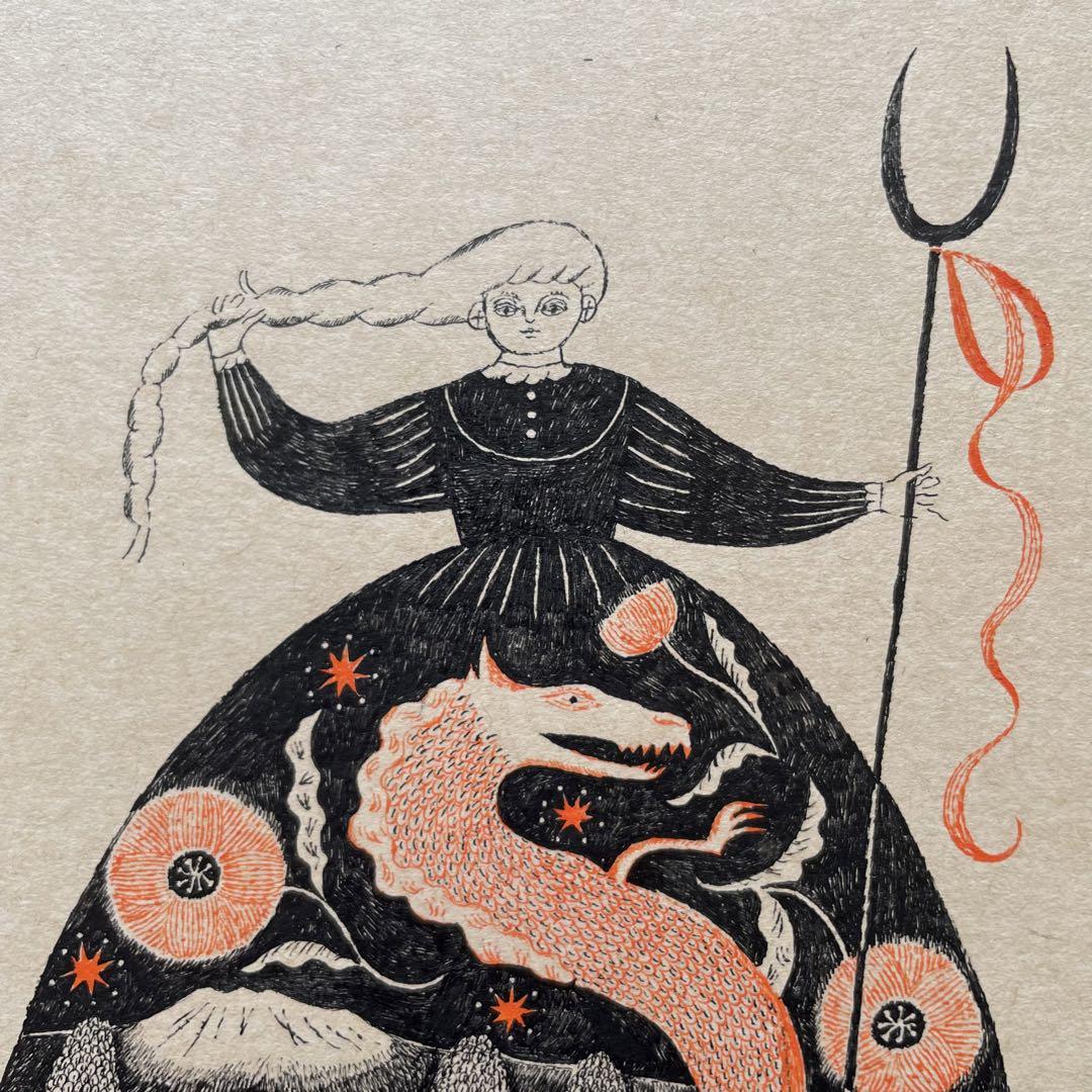原画 杉本さなえ SANAE SUGIMOTO Dragon Skirt 原画】杉本さなえ SANAE SUGIMOTO「Dragon Skirt」墨汁（原画