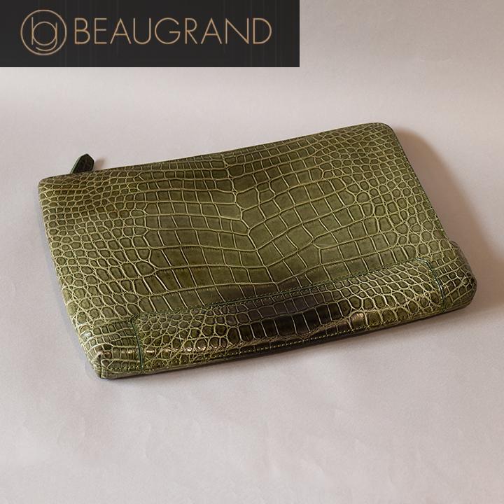 【美品】BEAUGRAND／クラッチバッグ／本革クロコダイル 美品】BEAUGRAND／クラッチバッグ／本革クロコダイル - バッグ
