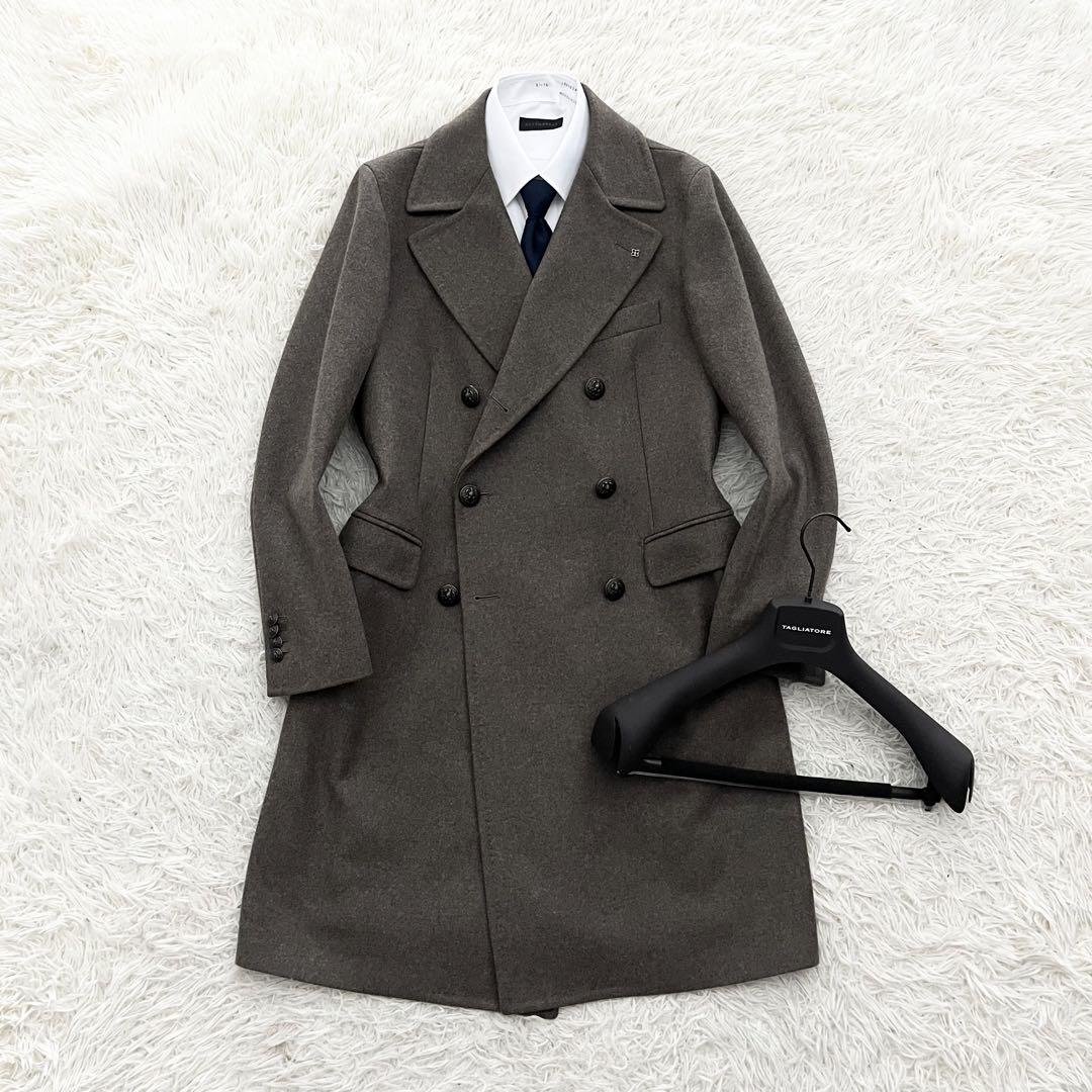 【最終価格】TAGLIATORE 46 極美品 チェスターコート グレージュ 極美品>TAGLIATORE×ブリッラ グレージュ ダブルチェスターコート
