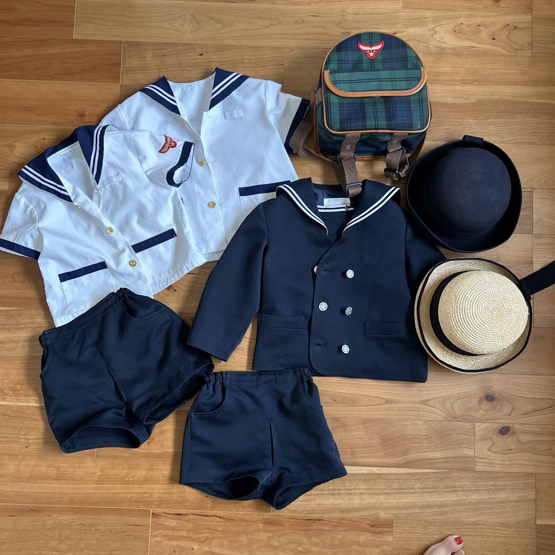 大勝院幼稚園 制服 一式 体操服 （スモック 長袖 恐竜 生成り