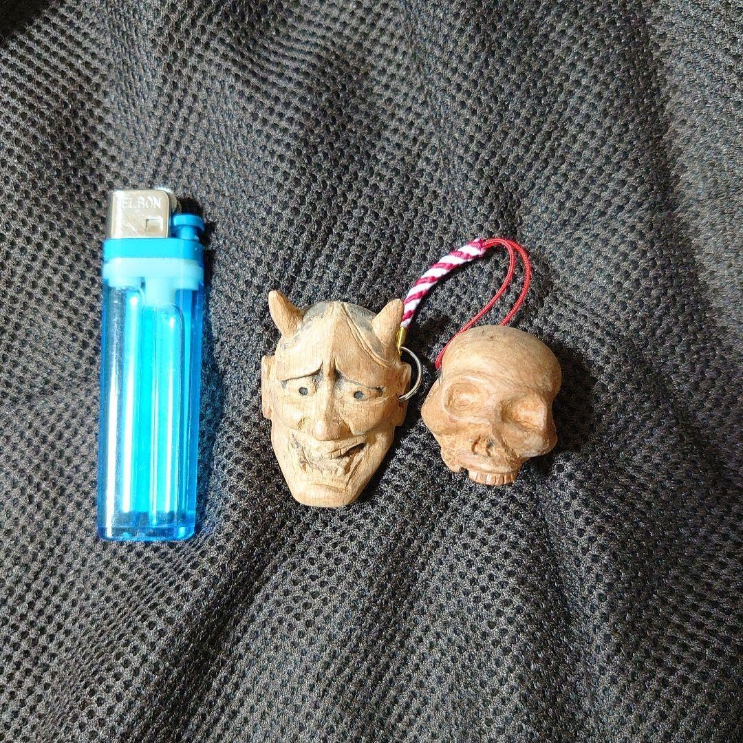 能面　般若と蛇　木彫り 能面般若と蛇木彫り