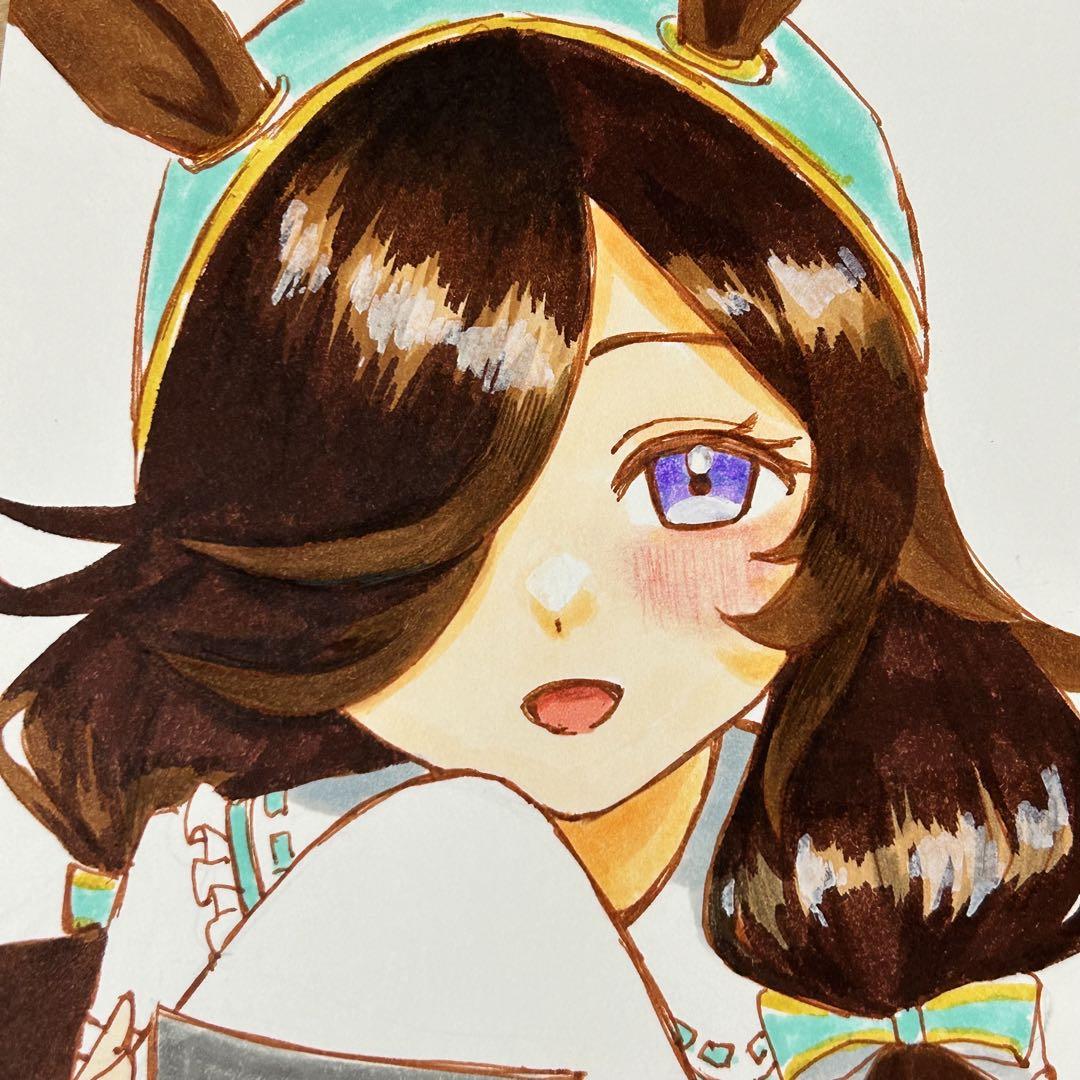 ウマ娘 ライスシャワー 手描き イラスト ファンアート（AI