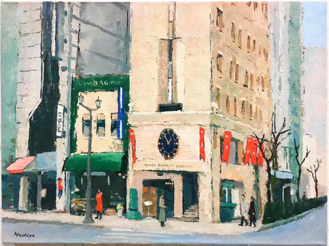 絵画493 油絵/風景/街景/東京/銀座/銀座通り/P12号 （モダン都市
