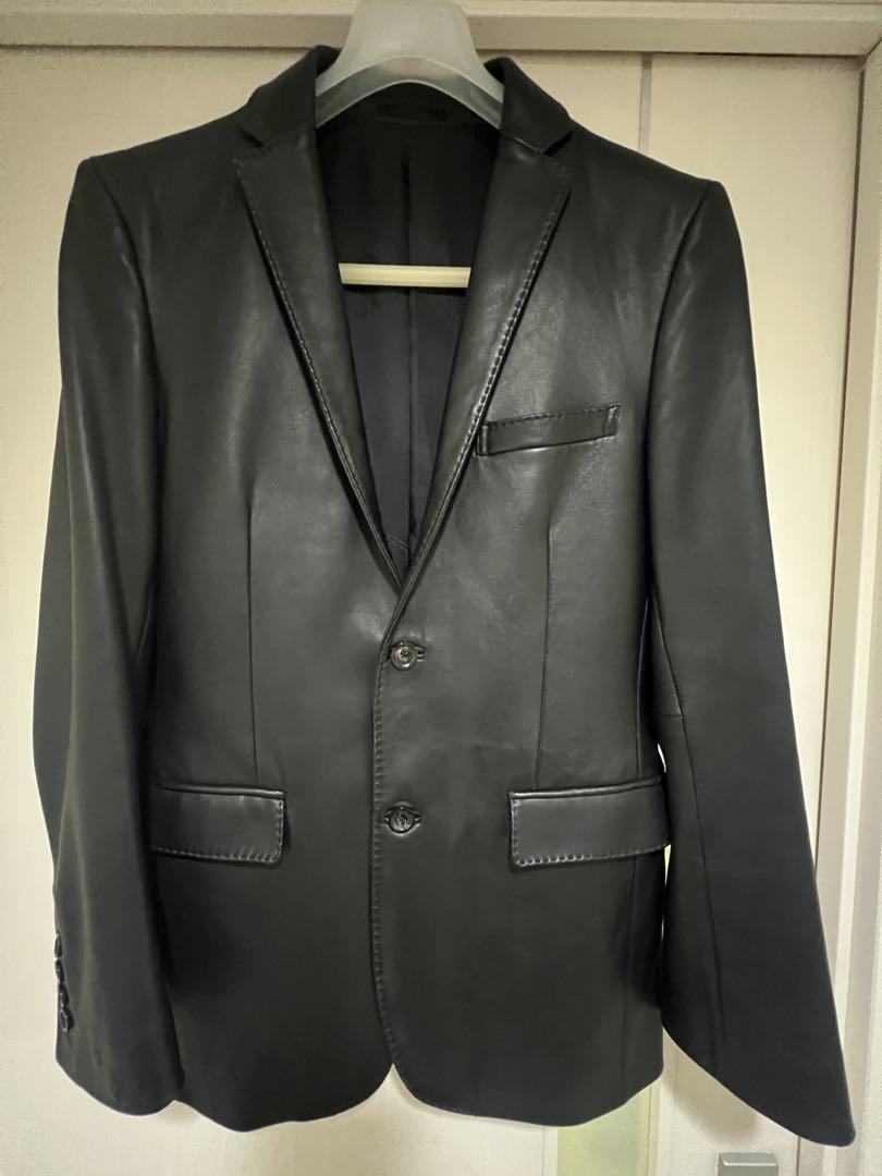 BURBERRY BLACK LABEL ファー付きレザージャケット L BURBERRY BLACK LABEL 羊革 ライダースジャケット M