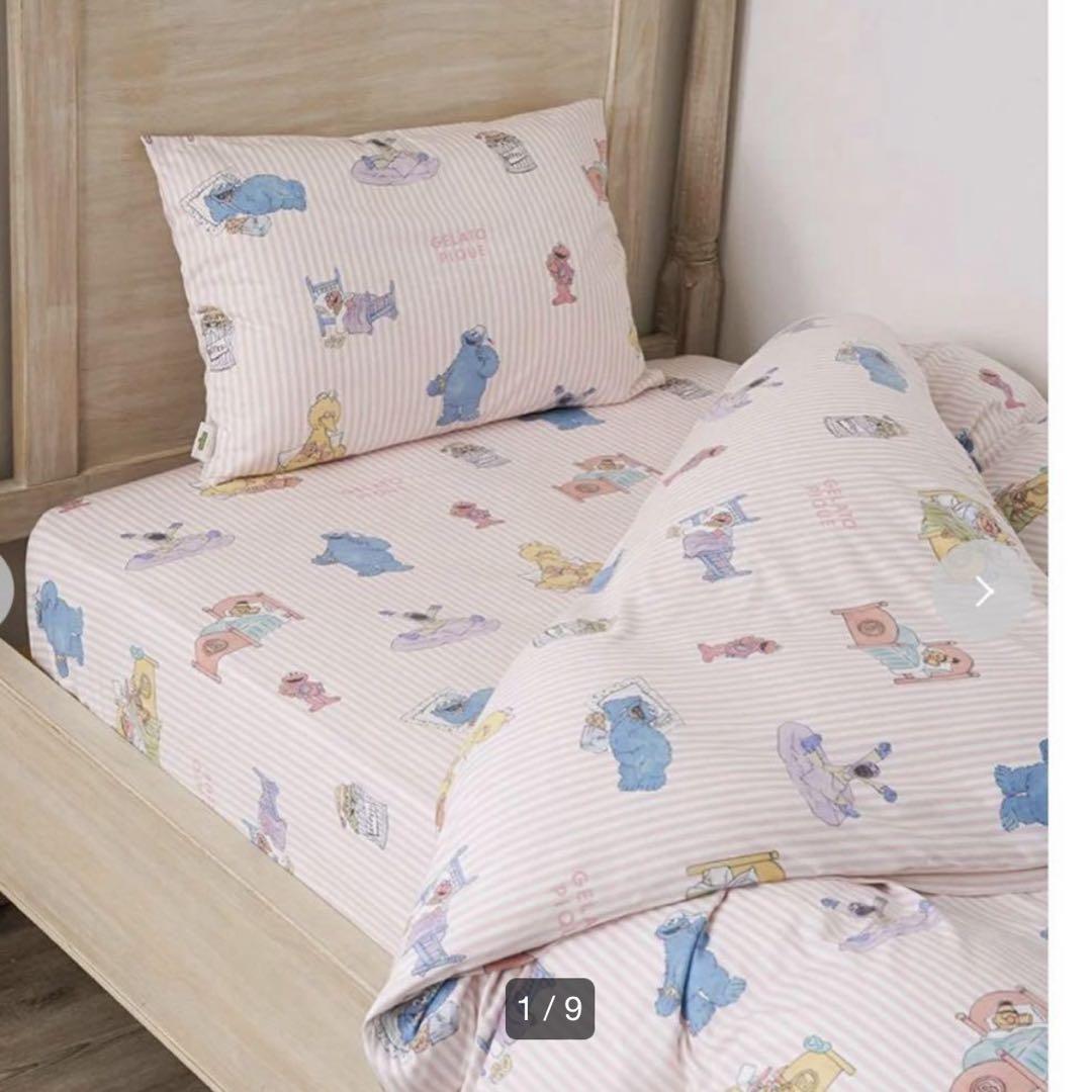 新品　ジェラートピケ　セサミ　セサミストリート ベッドカバー　3点セット セサミ ストリート プリント 寝具 3点セット ホーム ギフト