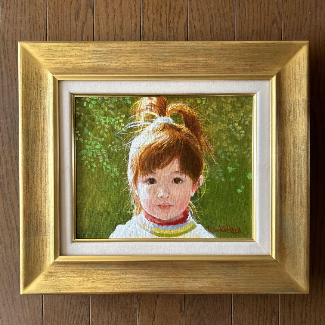 絵画　油彩画　少女　原尚子　「幼ごころ」 絵画 油彩画 少女 原尚子 「幼ごころ」 （原尚子(1944-)○油彩15