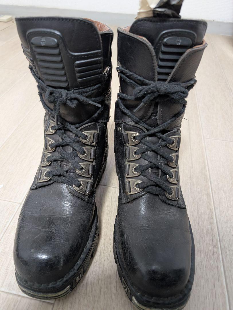 NEW ROCK ミリタリーブーツ 黒 レザー ハイカット（Amazon | New