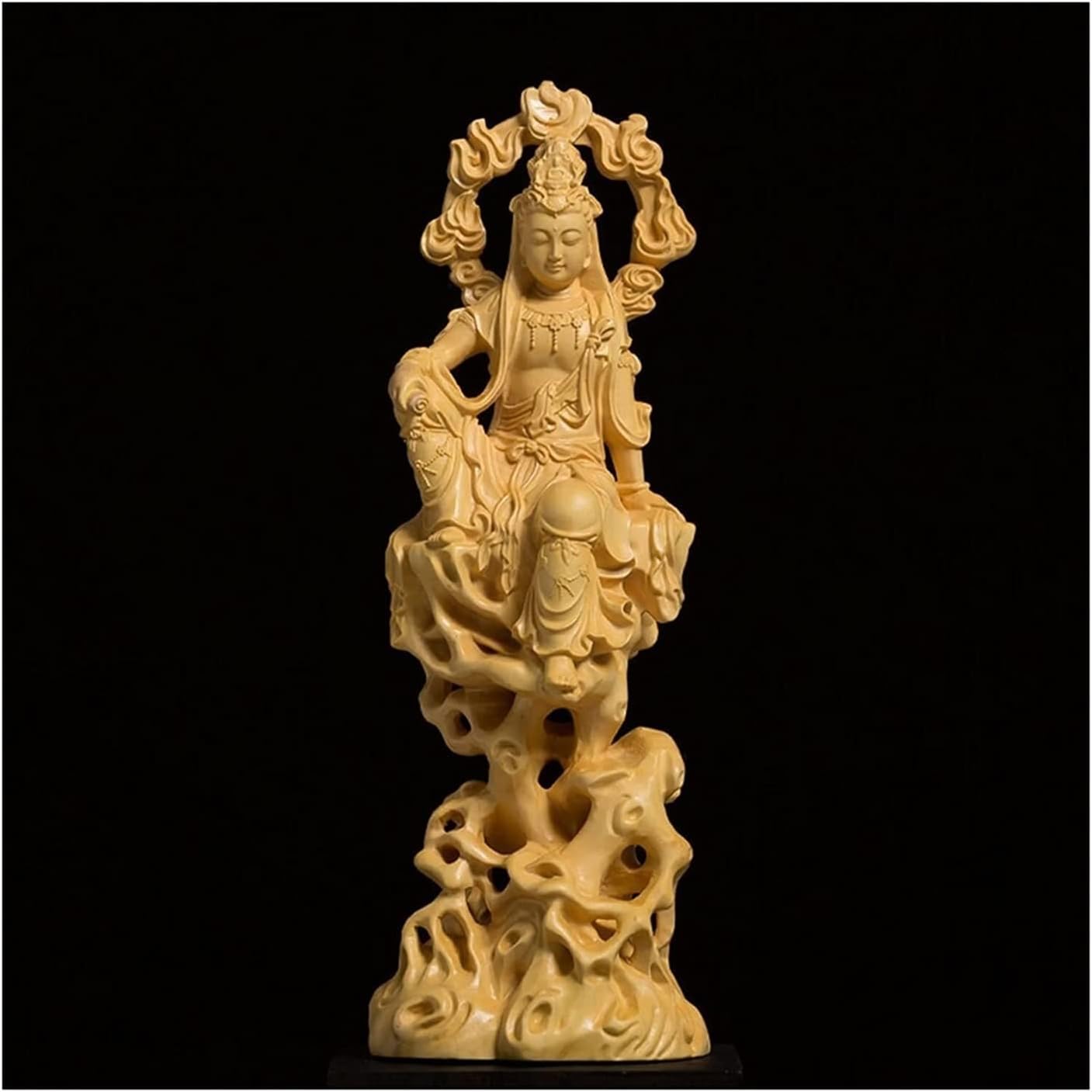 木製の彫刻仏置物彫刻工芸品飾り彫り像、彫像Zi Zai Kuan Yin