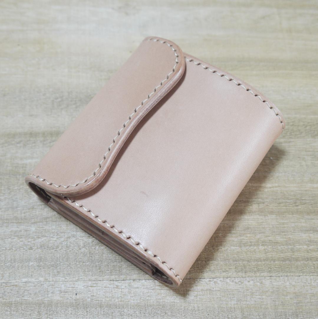ヌメ革　栃木レザー　サドルレザー　赤タグ付き　コンパクトウォレット　生成り ヌメ革 栃木レザー サドルレザー 赤タグ付き コンパクト
