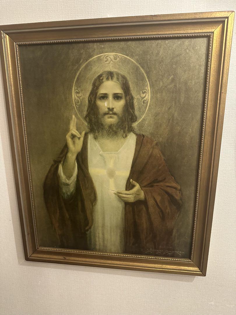 イエス・キリストの肖像画 照明付き ヴィンテージ イエス・キリストの肖像画（リアリズム） - メルカリ