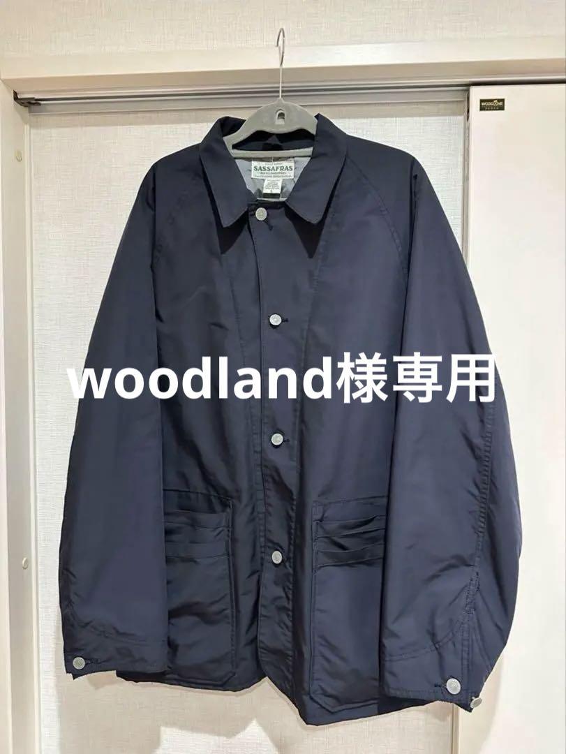 極美品　SASSAFRAS ネイビー カバーオール ファティーグジャケット SASSAFRAS 還っ whole hole jacket ネイビー カバーオール