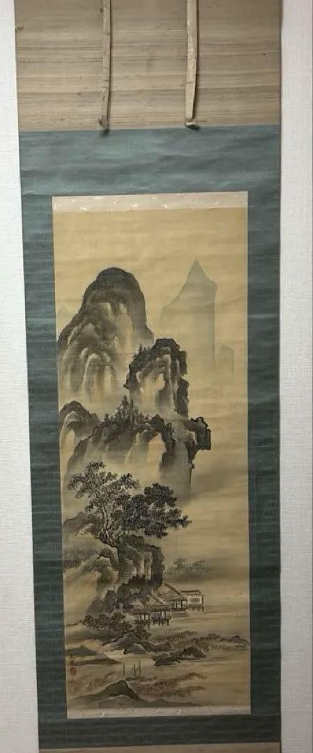 水墨画 山水画 手描き 巻物 谷文晁作 水墨画 山水画 手描き 巻物 谷文晁作（青緑山水図 | 谷文晁