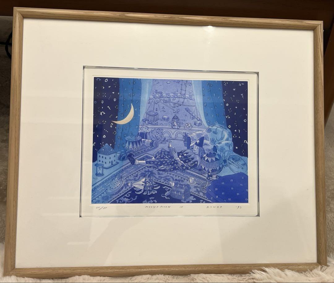 小浦昇　版画　サイン入り　ブルー　希少　銅版画　有名　絵画 小浦昇 版画 サイン入り ブルー 希少 銅版画 有名 絵画 （2024