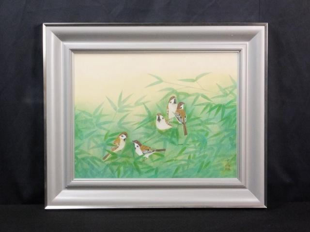 日展会員　野々内 宏　落款印譜 共シール『雀』日本画 岩絵具彩色 1025D Yahoo!オークション -「宏」(日本画) (絵画)の落札相場・落札価格