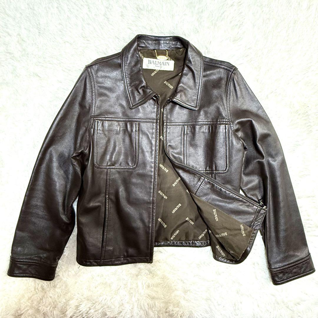 BALMAIN バルマン ラムレザージャケット 裏地シルク本革