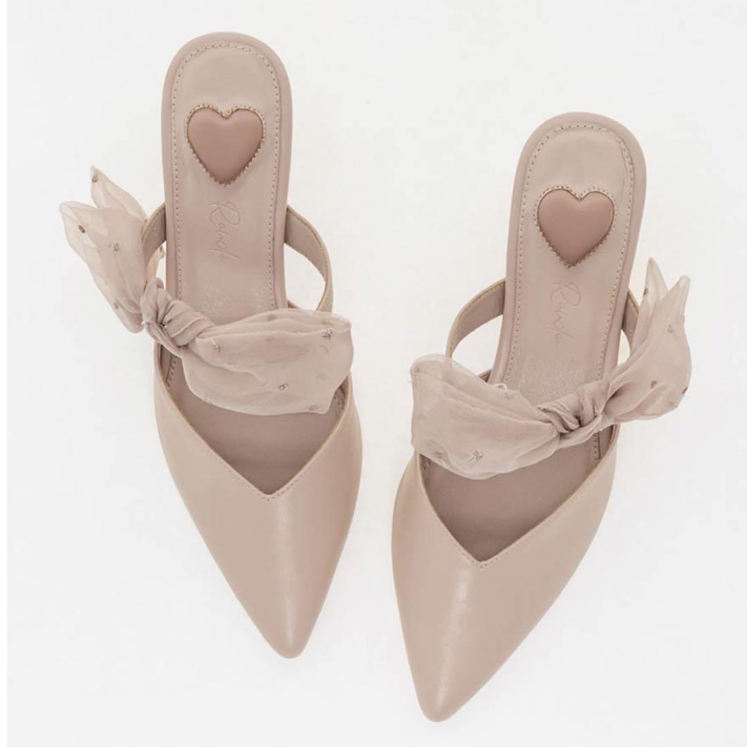 HEART COLLECTION】シフォンリボンハートミュールパンプスRANDA