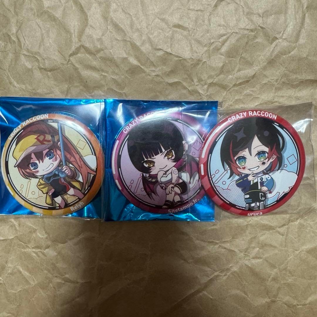 Cr うるか 缶バッジ crazy raccoon CR うるか CRチップス 缶バッジ
