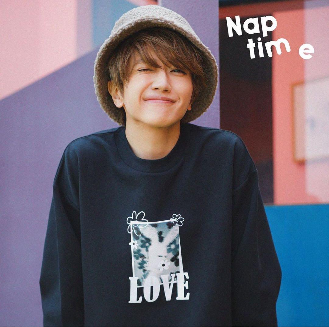 定期入れの Naptime. 黒Mサイズ（女性に プリントプルオーバーカットソー ミュージシャン