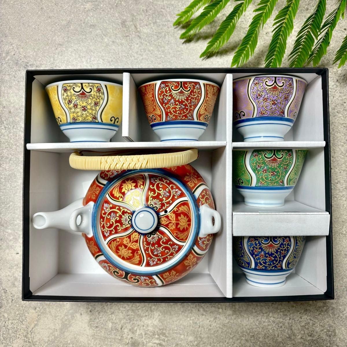 伊万里焼 茶器セット Amazon｜RAO3Z 有田焼 錦古伊万里 茶托付番茶器揃 157281