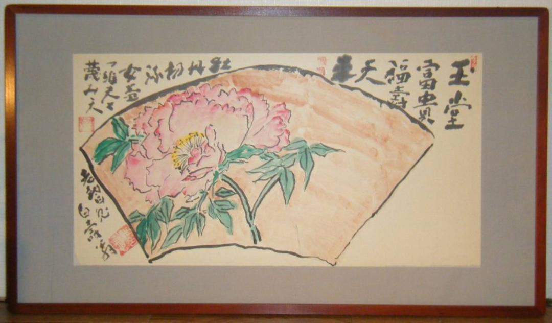 絵画 作者不詳 サイン有 日本画 書画 花 名品 箱入 O117