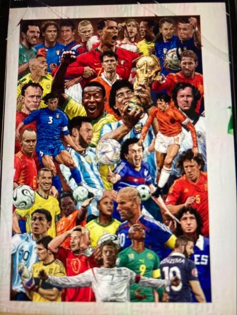 伝説的なサッカー選手キャンバスアート額縁なしのサッカースター