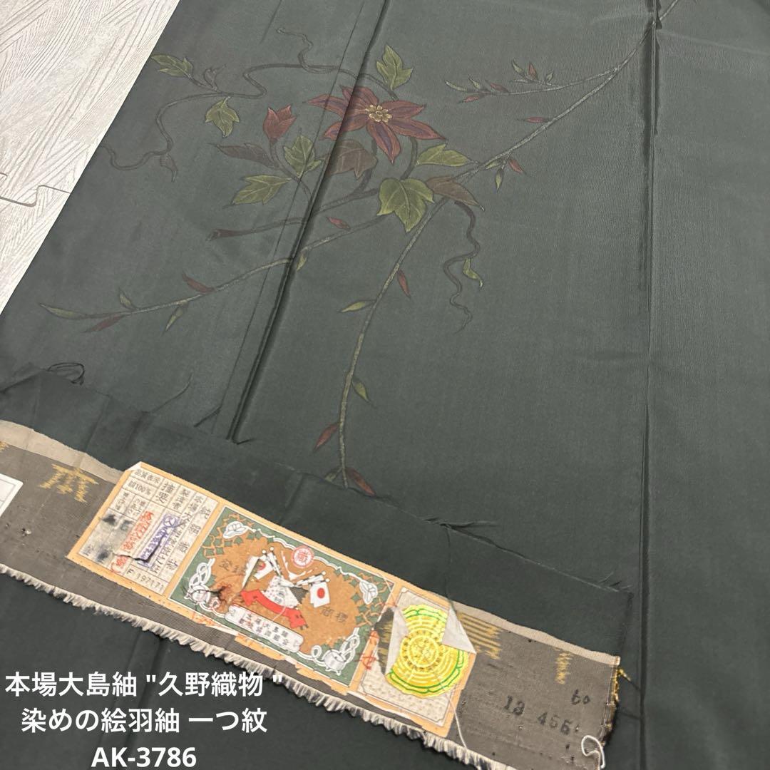 本場大島紬 久野織物 染めの絵羽紬 一つ紋 正絹 AK-3786（本場