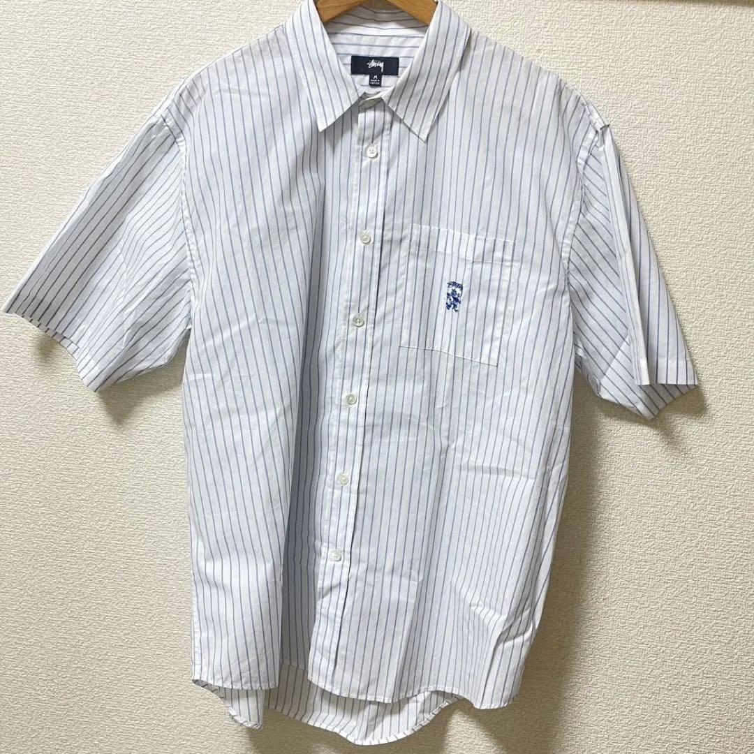未使用品・希少M　STUSSY BOXY STRIPED SS SHIRT 白 未使用品・希少M STUSSY BOXY STRIPED SS SHIRT 白（STUSSY