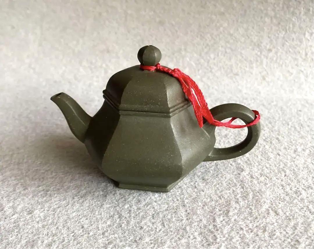 中国茶器】六方壺・緑泥の茶壺 （根壺 カンフー茶壺 中国宜興