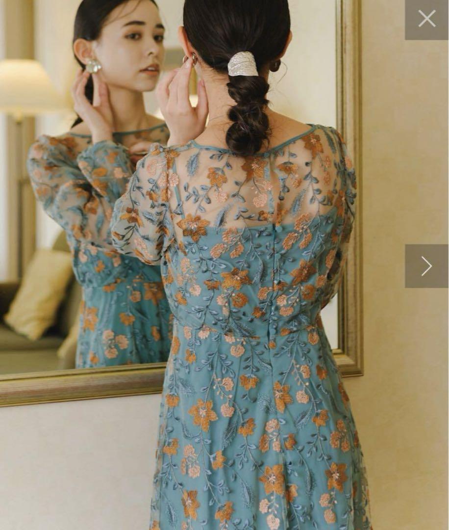 カスタネ　オケージョンドレスembroidery organdy dress オケージョンドレス/結婚式】embroidery organdy dress
