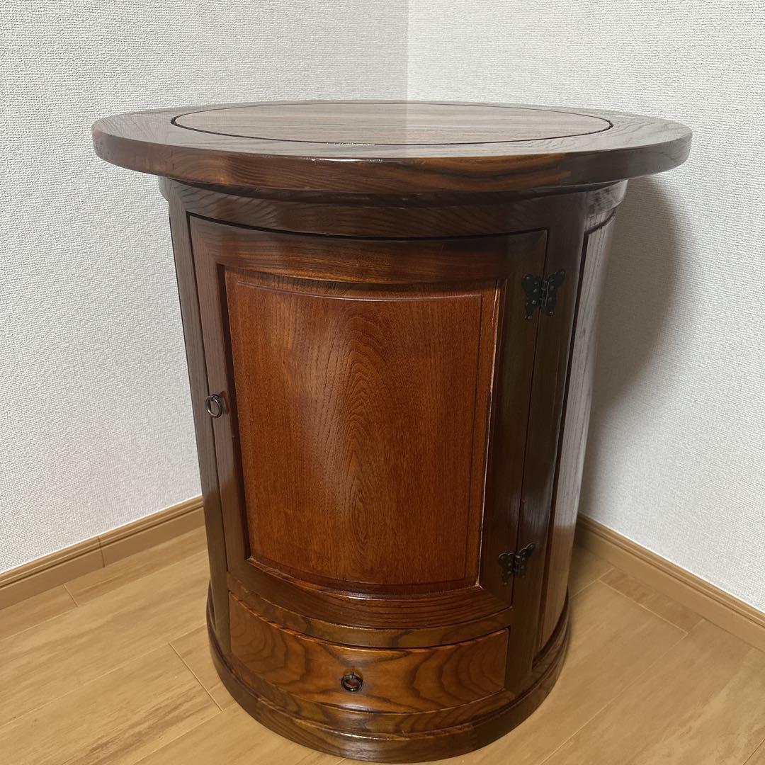 極希少】李朝家具 丸型 小物入れ テーブル アンティーク 昭和