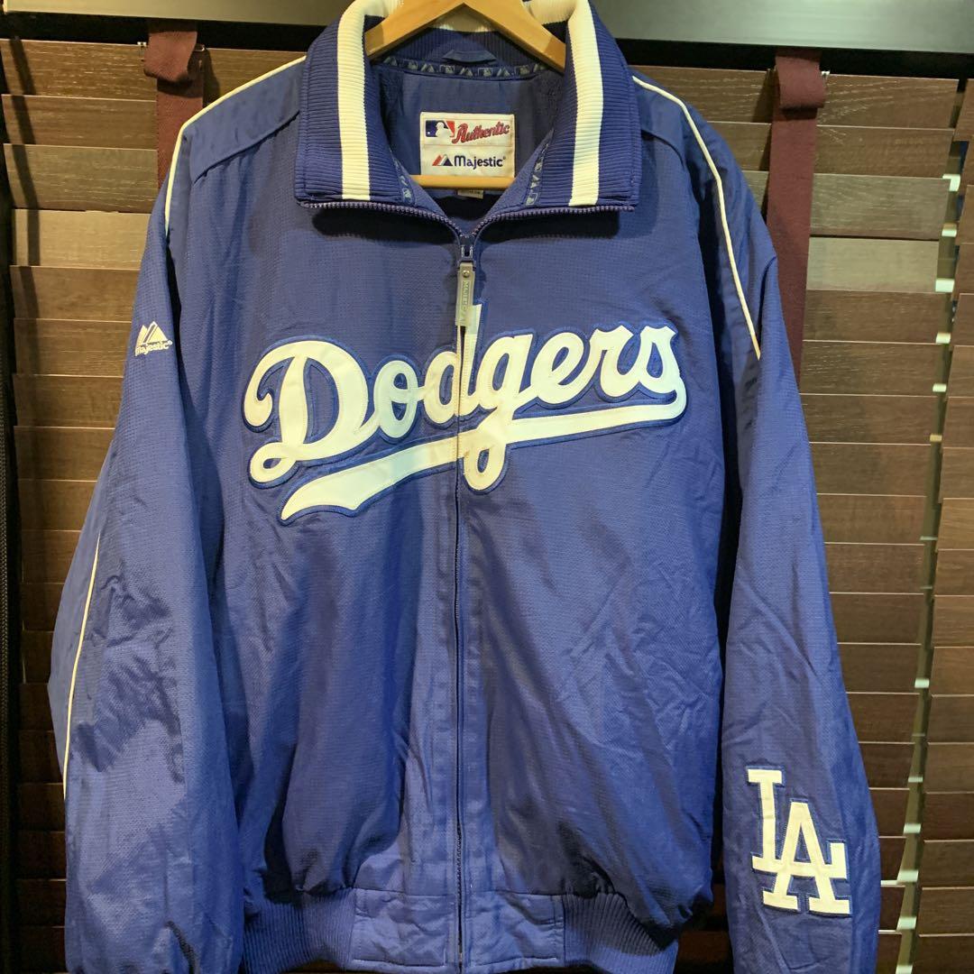 MLB Dodgers Majestic ネイビージャケット古着（100% Authentic