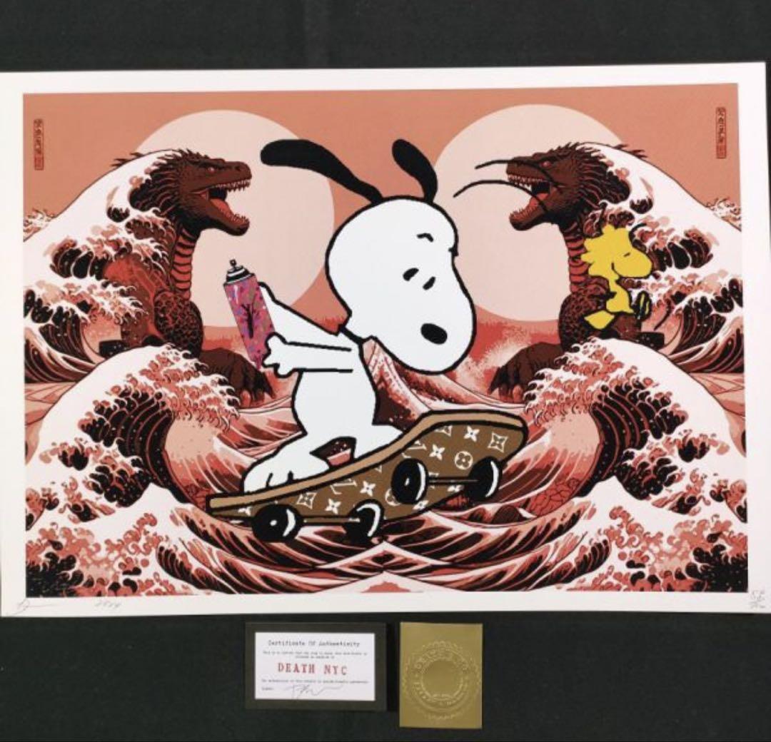 DEATH NYC 限定ポスター スヌーピー チャーリーブラウン 葛飾北斎 202 DEATH NYC 世界限定ポスター 現代アート ポップアート