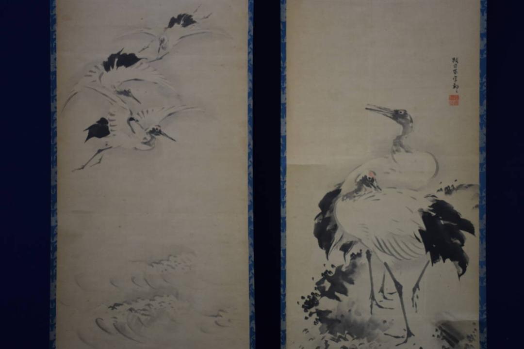 模写/佐伯岸駒/鶴図/双幅/布袋屋掛軸HG-236 模写/佐伯岸駒/鶴図/双幅/布袋屋掛軸HG-236 （山と道 サコッシュ