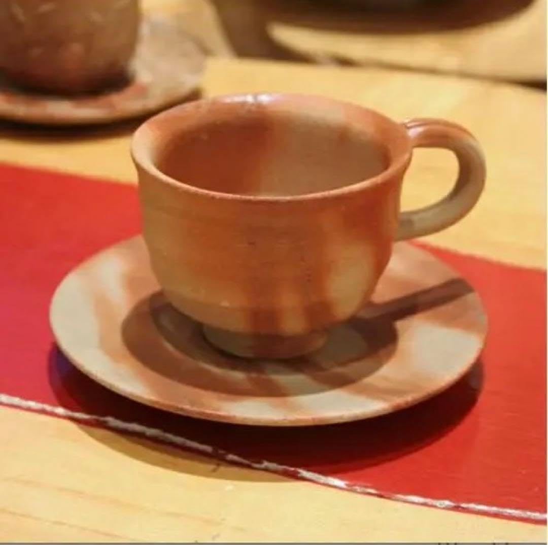 【2317】フリーカップ、ソーサー…備前焼 備前焼 コーヒーカップ＆ソーサー - 備前焼 陶た