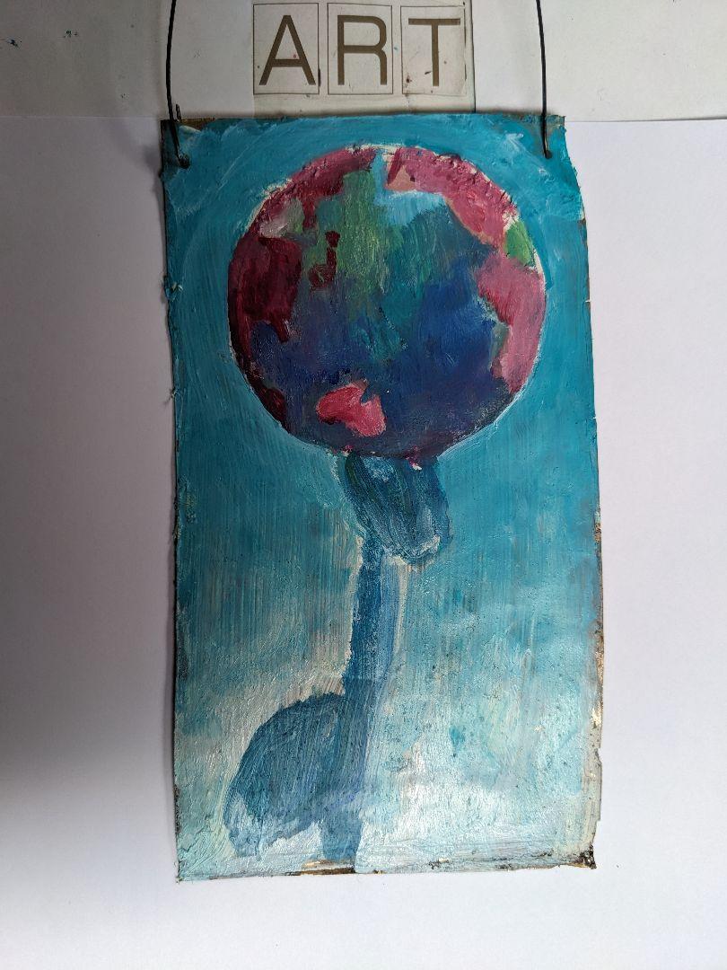抽象油彩画 掃ける 地球宙花