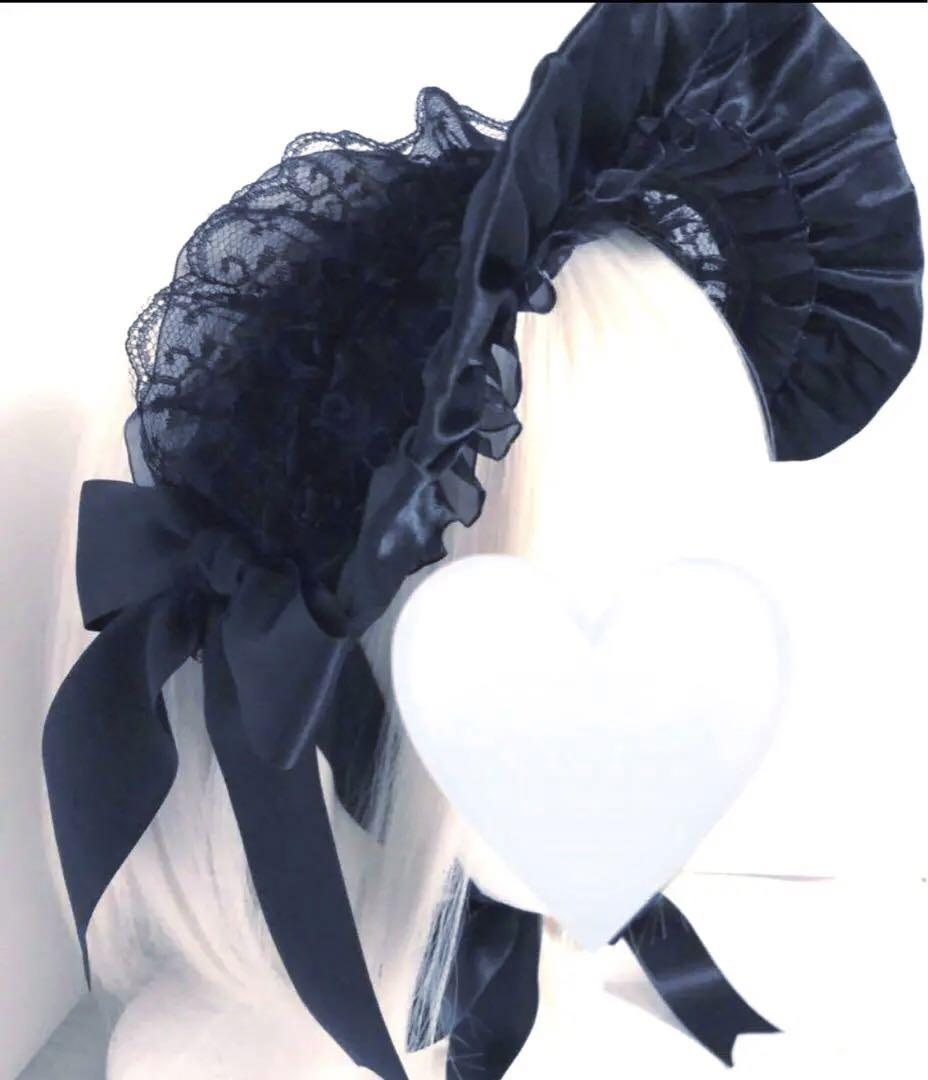 新作♡ ワイヤー入り　バックル　ベルト　ハーフボンネット　ヘッドドレス　ゴスロリ 新作♡ ワイヤー入り ハーフボンネット ヘッドドレス ロリータ