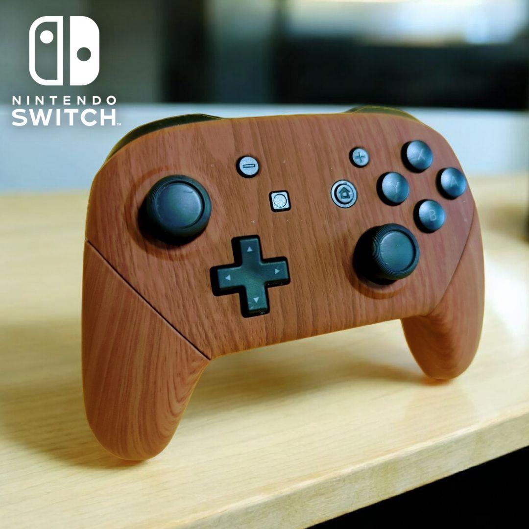 Nintendo 燃え尽き Switch】純正プロコン 木目調 カスタム