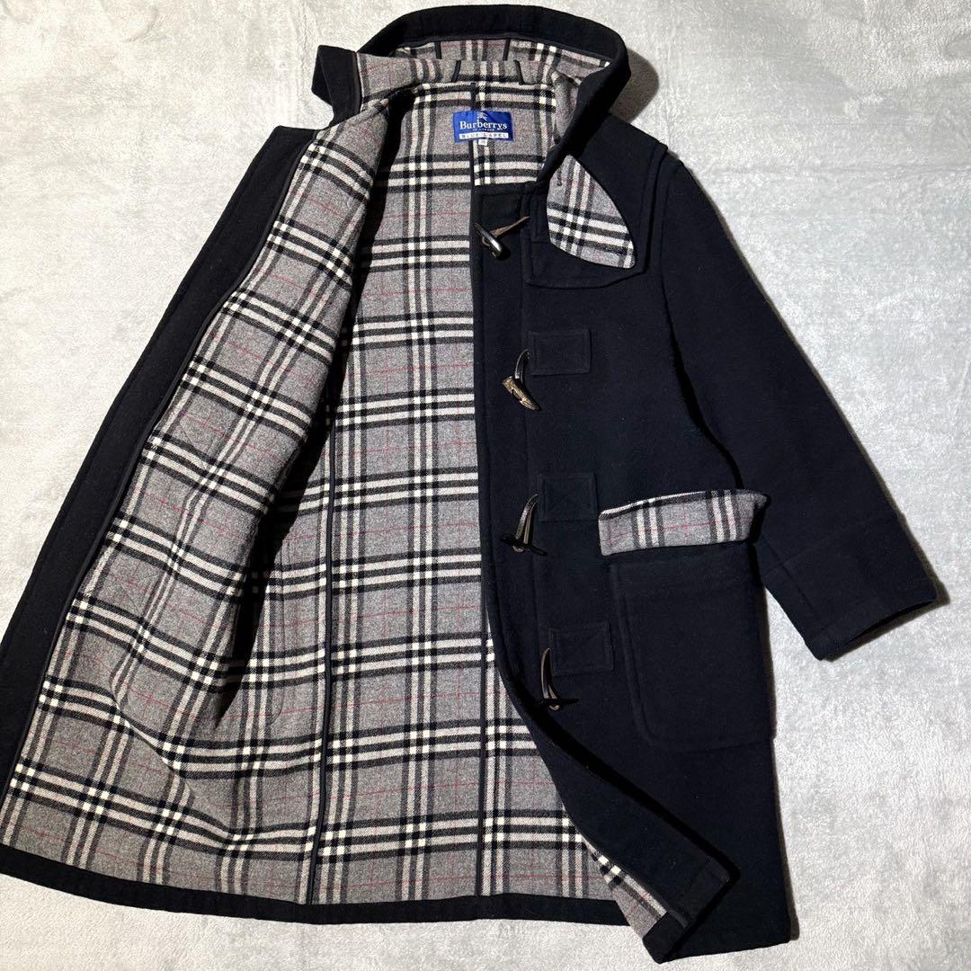 【美品】バーバリーブルーレーベル ノバチェック ダッフルコート ブラック 38 BURBERRY BLUE LABEL バーバリーブルーレーベル FNF06-717-09
