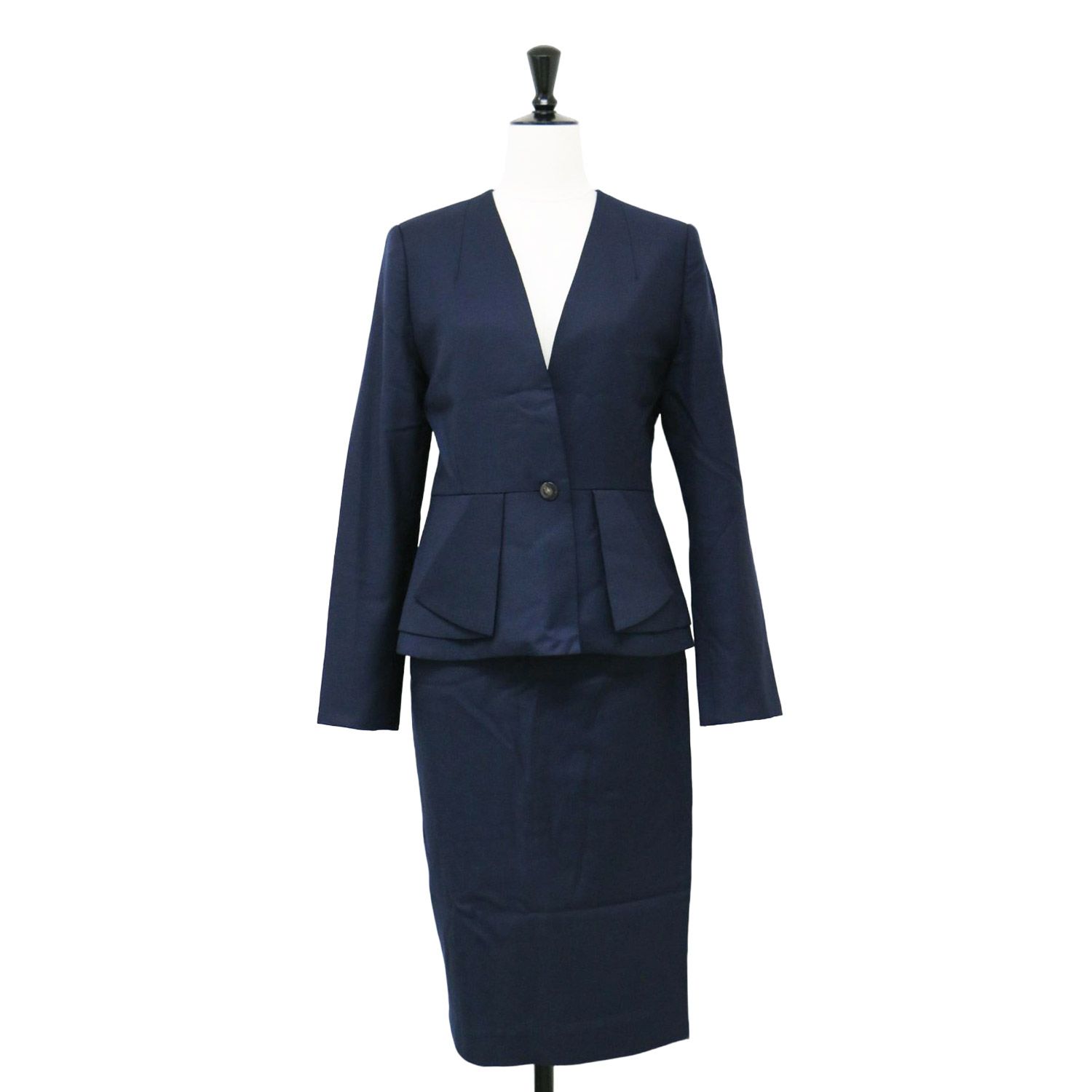 HUGO BOSS スカートスーツ セットアップ ネイビー サイズ38/36 AKIKO OGAWA アキコオガワ ネイビー 紺 サイズ:36(S