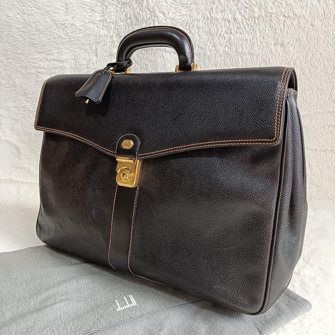 ⭐️美品⭐️ダンヒル　カドガン　ブリーフケース ビジネスバッグ　レザー　ブラック 美品 ダンヒル ビジネスバッグ レザー ゴールド金具 パドロック